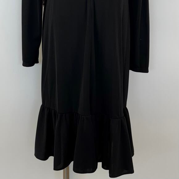 Ralph Lauren Surplice Wrap Front Ruffle Stretch Jersey Dress Black 16 NWT - Picture 8 of 10